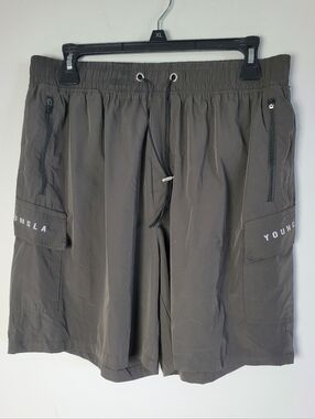 YoungLA Cargo Shorts Men Extra Large Green Lifting Fitness Stretch Performance